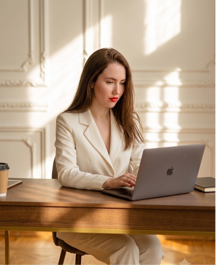 Flora working at her desk after a LUNAI session